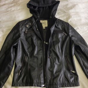 Black Hooded Leather Jacket